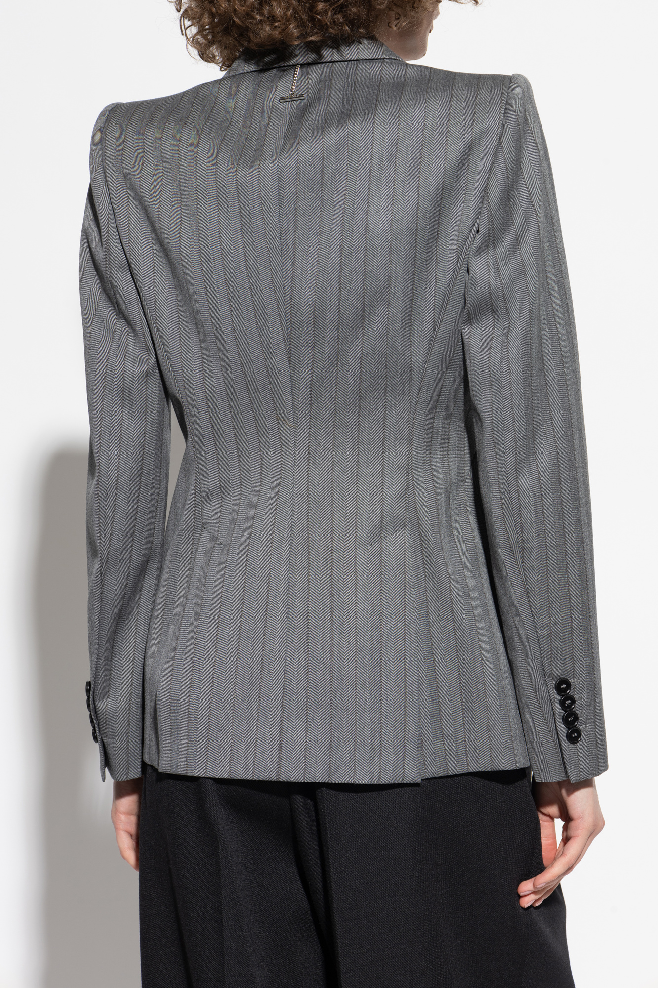 Grey Wool blazer with herringbone pattern Alexander McQueen